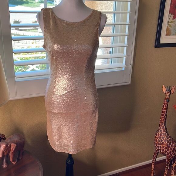 LuLu’s Shine Time Gold Sequin Dress, SZ M - Picture 1 of 8
